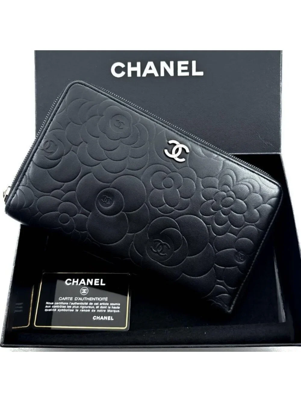 Chanel Wallet Camellia Zip Around